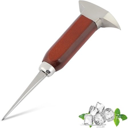 Ispik 6,7 tum, Ispik kompatibel med bar, Ispik kompatibel med frys, Ishållare i rostfritt stål Ispik med trähandtag