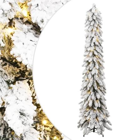 vidaXL Belyst plastgran med 130 LEDs och snö 210 cm Vit