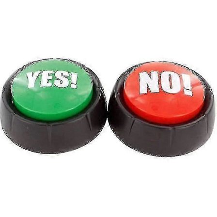 2 stk. Ja-knapp og Nei-knapp med lyd, snakkende knapper, kontor, hjem, læringsbuzzere F1201 (fmy)_usmddsa