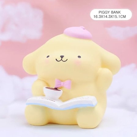 Sanrio Pompompurin Series Ornament Piggy Bank Children's Toy Kawaii Doll Modell Anime Night Light