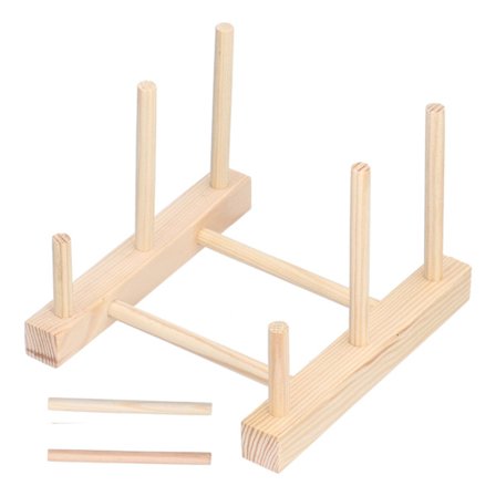 Diskställ i trä, förvaringsorganisatör för tallrikar, skålar, koppar och lock