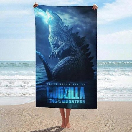 Godzilla Tegnefilm Populært Trykt Badehåndklæde 130x80cm Enkeltsidet Trykt Tæppe Med Lyse Farver Super Absorberende Hurtigtørrende Stof Gaveegnet #vn