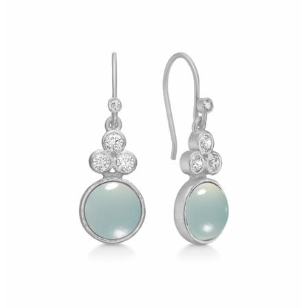 Frk. Lisberg, Clara Earrings Aqua Chalcedon Silver Grijs, Dames, Maat:ONE Size