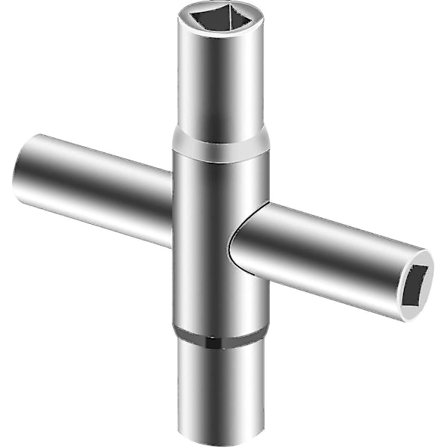 4-vejs Sillcock Nøgle Nøgle Passer til Hane, Spigoter og De fleste Ventiler, 1 Pakke