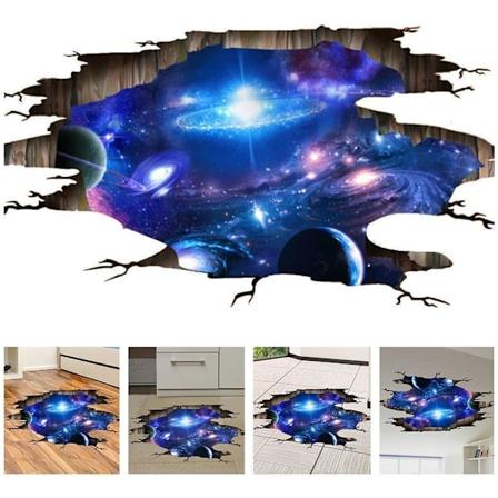 Kreativ 3D Blå Kosmisk Galakse Vægklistermærke Fjernelse PVC Magisk Mælkevejen Ydre Rum Plan