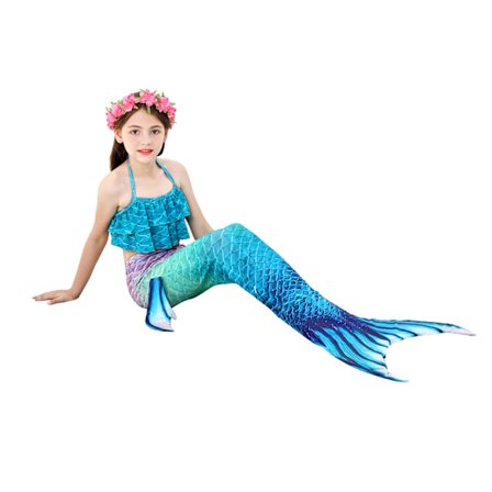 1 stk. Børnepige Mermaid Hale Svømning Mermaid Kostume Cosplay Ch