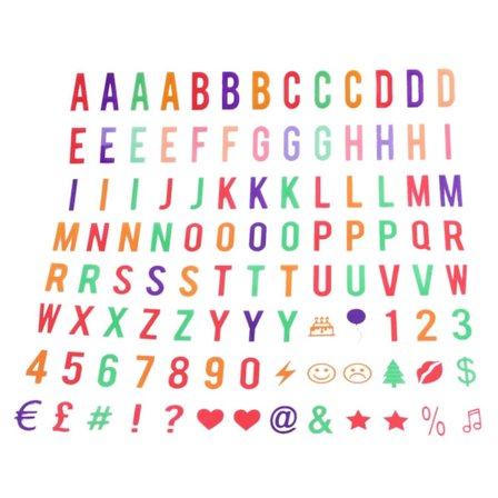 Bokstäver & Paket för A4 Cinematic Light Up Box Cinema Led Bokstavslampa (104 Flerfärgade Bokstäver och Symb-WELLNGS