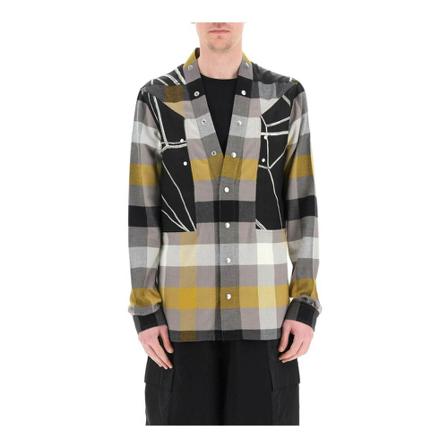 Rick Owens Larry shirt in flannel and cupro Grå, Herre Skjorter