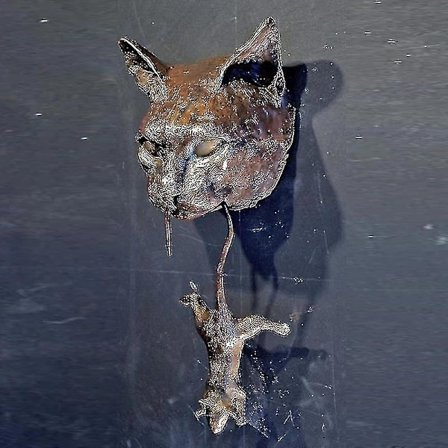 Kissa ja hiiri seinäkoristeet kissan oven kolkutin veistos etuoven sisustus käsintehdyt ovennupit