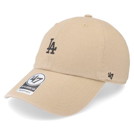 47 Brand - MLB Beige unconstructed Caps - Los Angeles Dodgers MLB Base Runner Clean Up Khaki Dad Cap @ Hatstore