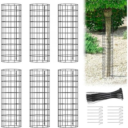 6 Stålträdgårdsskydd, Hållbart Nät Skyddande Träd Bark Skydd, Justerbar Storlek, med Spännen