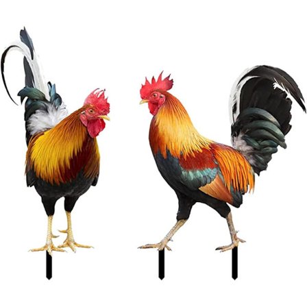 Livsliknande kycklingträdgårdsinsats handgjorda akrylkycklingprydnader Dekoration Rolig kyckling 2 st (A+B)