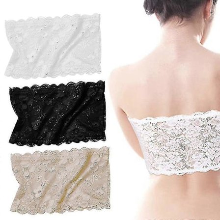 3 stk. blomstret blonde tube top bandeau stropløs bh'er sømløs elastisk bryst wrap til kvinder