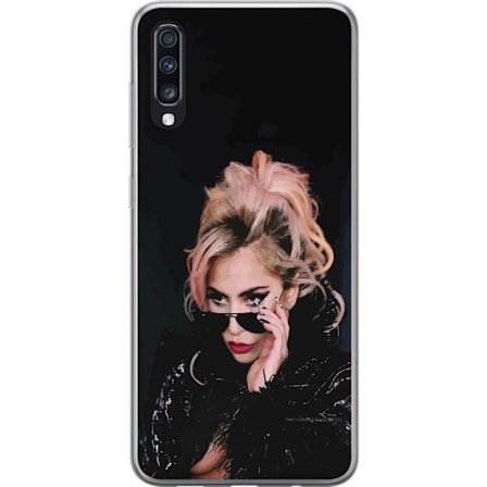 Kompatibelt Mobildeksel til Samsung Galaxy A70 Lady Gaga portrett med solbriller og dramatisk sminke i mørk glamorøs stil