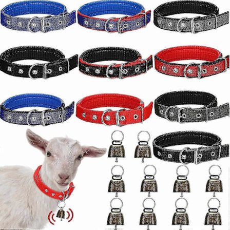 10 sett geitehalsbånd med bjeller, sauehalsbånd med bjelle, justerbar liten dyregjenstand