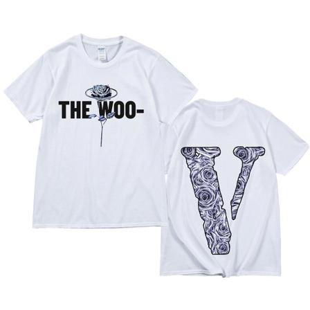 Vlone T-shirt Rose Letter Big V Casual Kortärmad Topp Vit M
