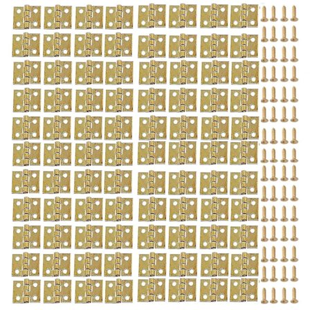 100-pak Mini hængsler med 400 stk. skruer Butt Hinge Connector med monteringsnål hardware til dukkehus