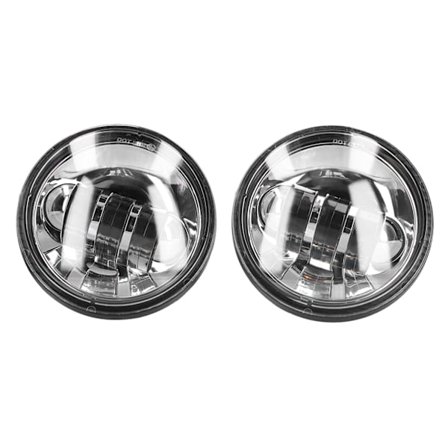 2 stk. 4,5 tommer motorcykel tågelygte IP67 6500K hvid LED rund sølvskål universal spot kørelys