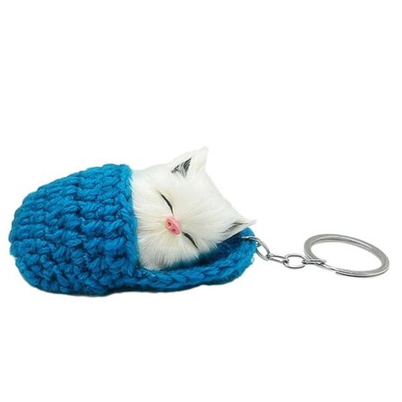 Sød Sovende Tøffel Kat Plys Nøglering
