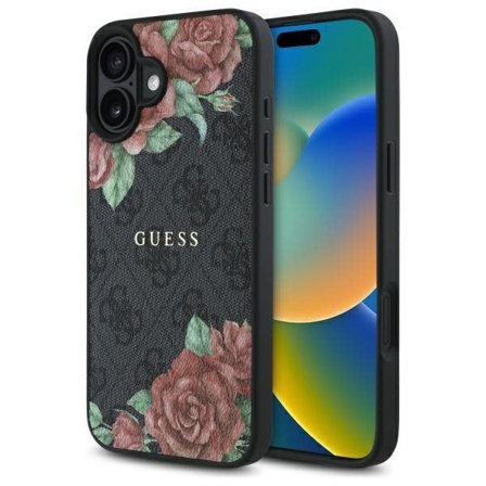 Guess GUHMP16SP4ROPEMCK iPhone 16 6,1" sort/sort hardcase 4G Flowers Print MagSafe