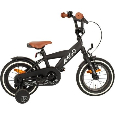 AMIGO Amigo - Barncykel - Explorer 12 Tum 20 Cm Fotbroms Svart/Vit - Litenleker