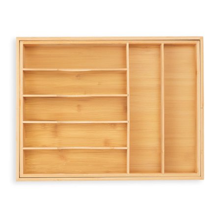 Udtrækkelig bambus bestikbakke
