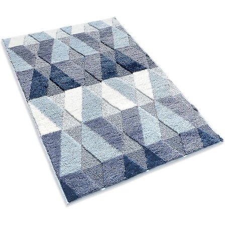 Tflycqbath Matt Runner Stora badrumsmattor 24" X 40" Blå Absorberande golvmatta Shaggy Microfiber Geometric Pad Duschmatta Runner, Blå
