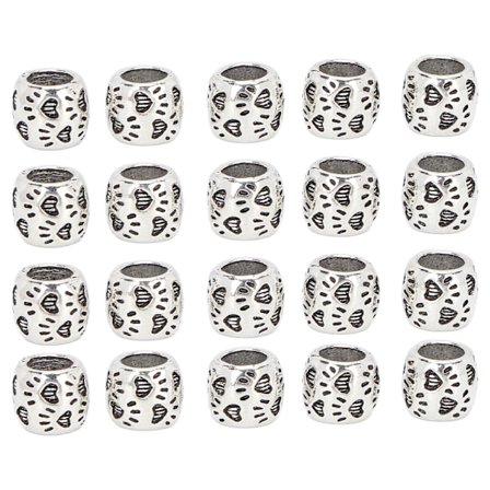 20 st Retro Silver Alloy Pärlor för Skägg, Hår & Dreadlocks