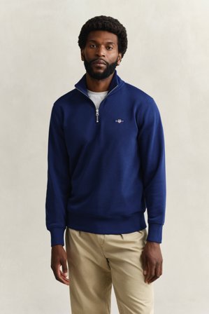 GANT Herren Sweatshirt mit halblangem Reißverschluss (L) Marineblau