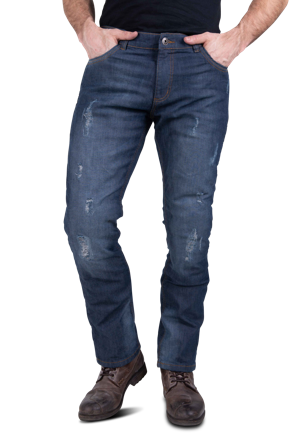 Motorradjeans Course Ripped Aramidverstärkt Straight/Regular Blau W38 x L34