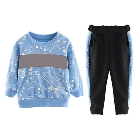 Genser-sett for barn, med bokstavtrykk, mykt, hudvennlig og miljøvennlig, 2-delt antrekk for gutter f