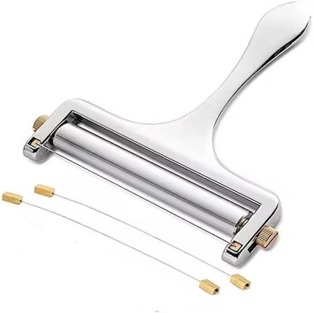 Ostehøvl i rustfrit stål med justerbart håndholdt design, inkluderer 2 ekstra trådskærere.