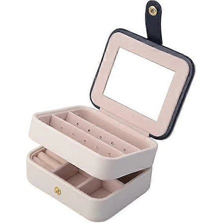 Smykkeskrin og displayetui 2 lag med spejl til øreringe halskæder juveler armbånd organizer smykkeopbevaringsboks