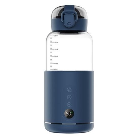 (Blå) Bärbar Vattenvärmare, Bärbar Vattenvärmare för Barnmat 300ML Kapacitet, Trådlös Bärbar Flaskvärmare, Lätt att Bära