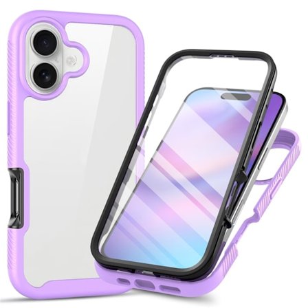 SKALO iPhone 17 Shockproof Clear Hybrid+Skærmbeskyttelse Cover - Lilla