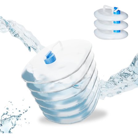 Sammenfoldelig vandbeholder, sæt med 4, oval, håndtag, med hane, 15L, drikkevand til camping