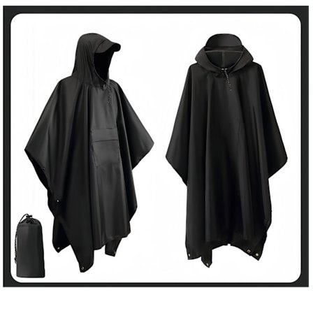 Vanntett regnponcho med hette og lommer
