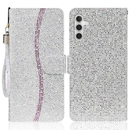 Kompatibel med Samsung Galaxy A16 5G A16 4G Etui PU Læderpung Kort Slots Glitter Telefon Cover --lingling}
