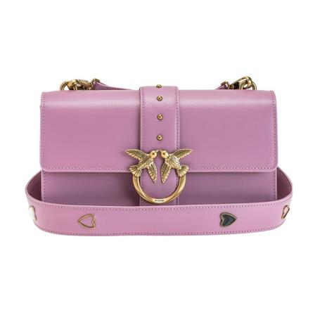 Pinko Classic Love Taske Icon jewel skulderrem Pink, Dame Skuldertasker, Størrelse: ONE Size