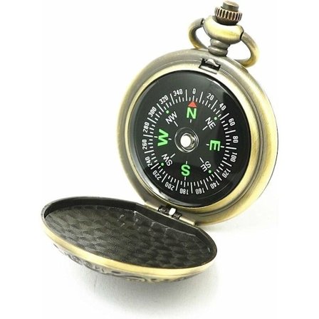 Mässing fickkompass, fickkompass, antik kompass, koppar kompass för resor