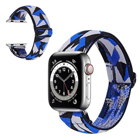 Apple Watch Series 6 / 5 40mm nylon mønster rem - Fragments of blå and sort