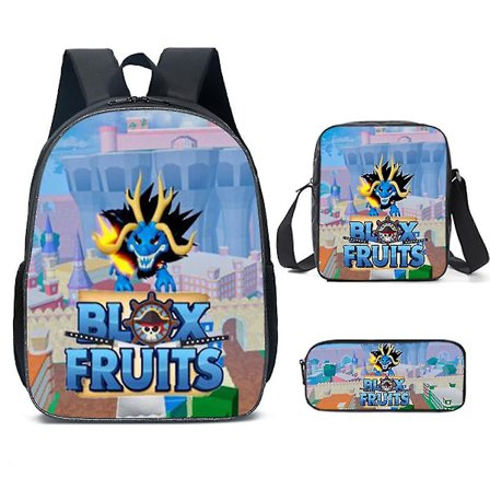 Roblox Blox Fruits Børnerygsæk til børn 3-delt sæt (rygsæk + frokostpose + penalhus) Z
