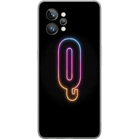 Kompatibelt Mobildeksel til Realme Realme GT2 Pro Minimalistisk neonbokstav Q i skinnende farger mot mørk bakgrunn