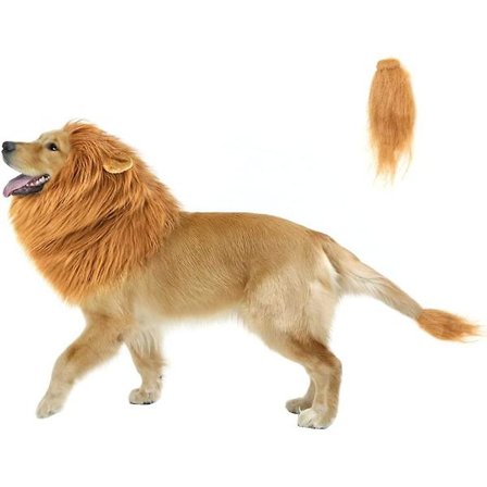 Løvemanke til hundekostumer, hundeløvemanke, realistisk løveparyk Halloween-kostumer til hunde (brun)