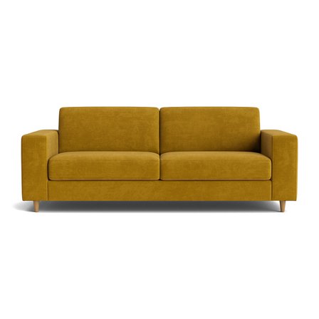 Pesaro 3 personers sofa - Wind Gul - 222x92x84 - Komfortabel 3 personers sofa med Nozag fjedre, Koldskum og Massivt træ
