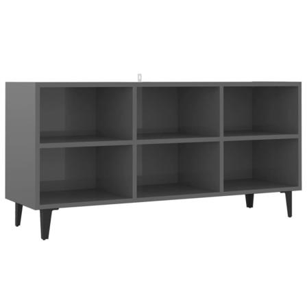 Vidaxl Tv-bänk Med Metallben Grå Högglans 103,5x30x50 Cm Grå
