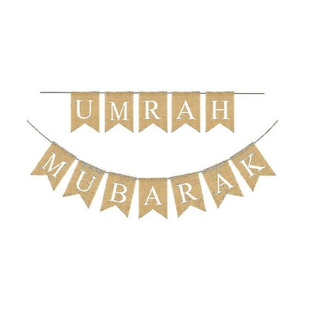 Ramadan Festival Flagg Umrah Mubarak Trykking Jute Banner Svalehale Vimpel Festutstyr Bakgrunn Layout Rekvisitter