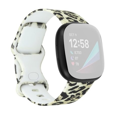 Beautiful pattern in silicone watch band for Fitbit Versa 3 - Snow Leopard / Size: S