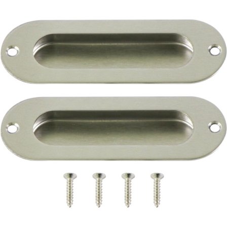 Sæt med 2 stk. forsænkede håndtag til skydedør INOX