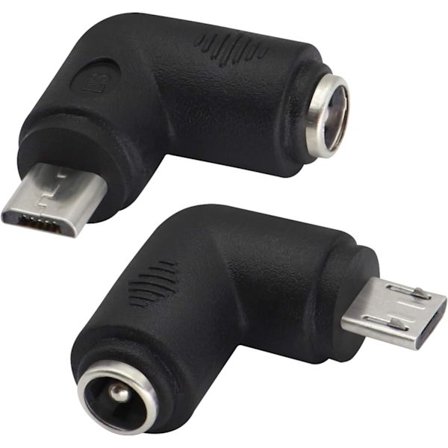 (2-pakning-Micro) 90 graders DC 5,5x2,1 mm til Micro USB 5V DC ladekontakt for mobiltelefon, nettbrett